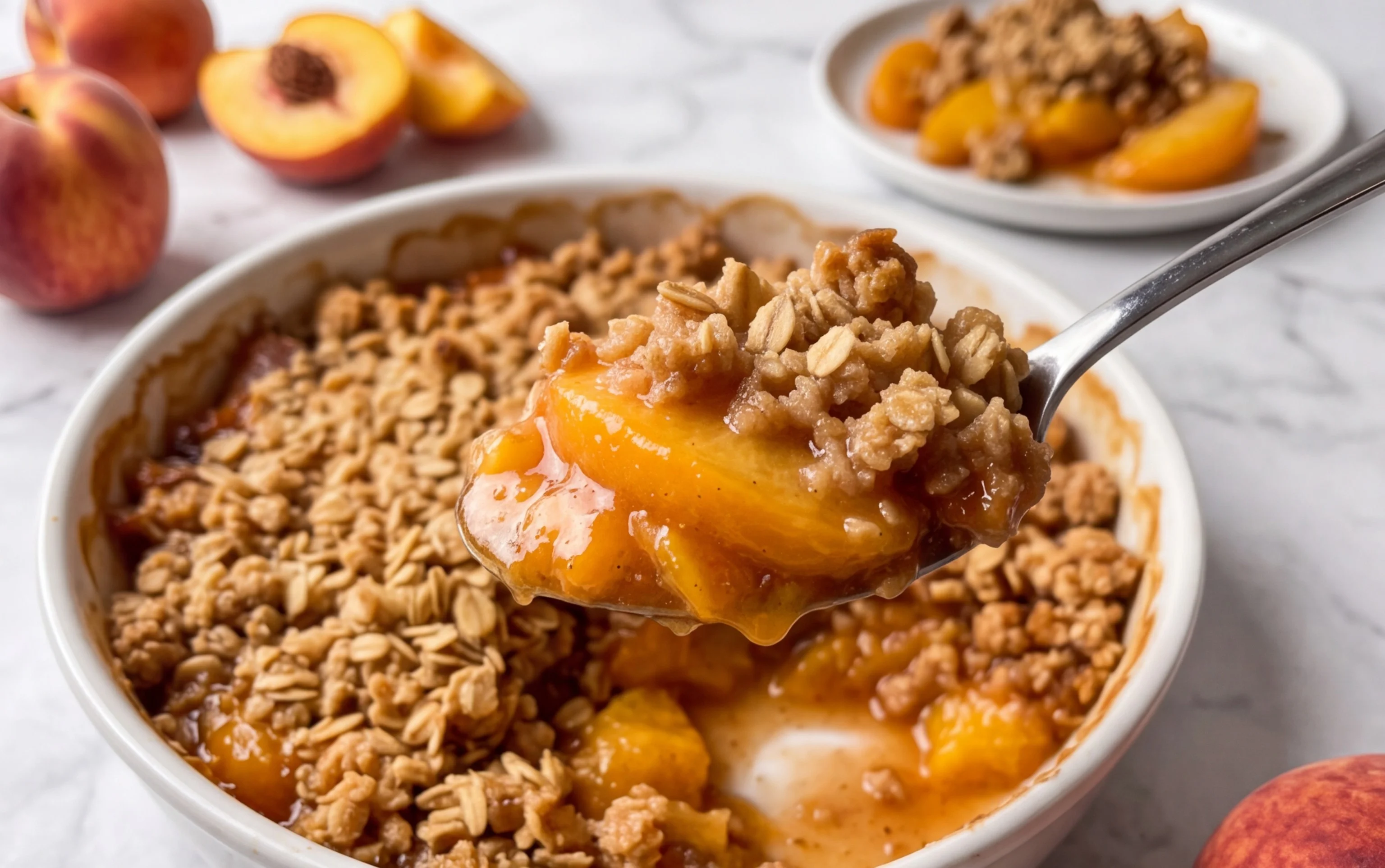 Easy Peach Crisp with Canned Peaches